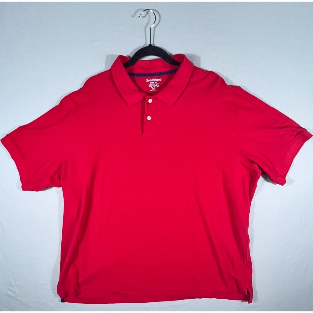 Saddlebred Comfort Flex Mens Red Big & Tall Polo Shirt 3XLT Short Sleeve Golf - Picture 2 of 9
